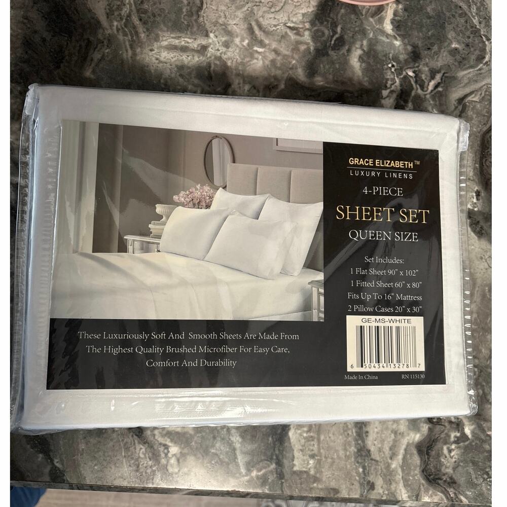 Grace Elizabeth, luxury linens, four piece sheet at queen size